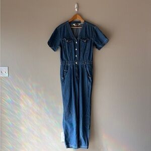 vintage 90s Casualaire denim short sleeve jumpsuit